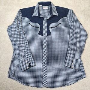 VTG Kenny Rogers Western Collection‎ By Karman Plaid Snap Front Shirt Sz 17.5 35